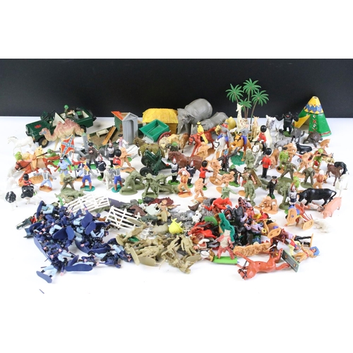 257 - Collection of around 140 plastic figures & accessories to include Timpo Toys, Britains & unbranded e... 