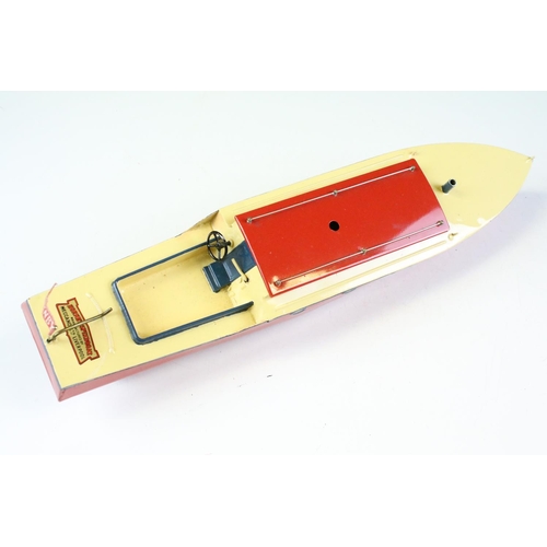 258 - Two boxed Hornby Speed Boat clockwork models to include Venture and Viking, both with keys, showing ... 