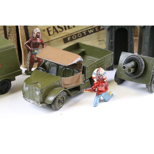 264 - Large collection of metal figures, vehicles and accessories to include Wild West and various militar... 