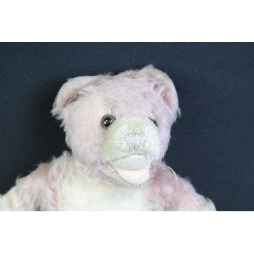 269 - Early-to-mid 20th C Steiff mohair teddy bear, with mouth agape, in pink & cream, button to ear, appr... 