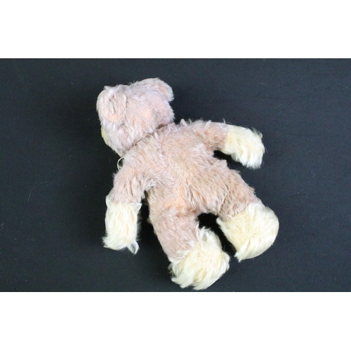 269 - Early-to-mid 20th C Steiff mohair teddy bear, with mouth agape, in pink & cream, button to ear, appr... 