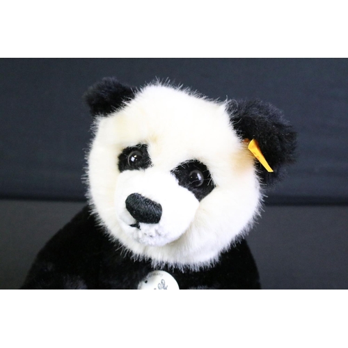 275 - Five Steiff Panda bear soft toys to include Manschli (064258 - with tags), Panda Ted (010620 - with ... 