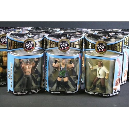 303 - WWF WWE Wrestling - 14 Boxed / carded Jakks Pacific Classic Superstars figures to include The Rock, ... 