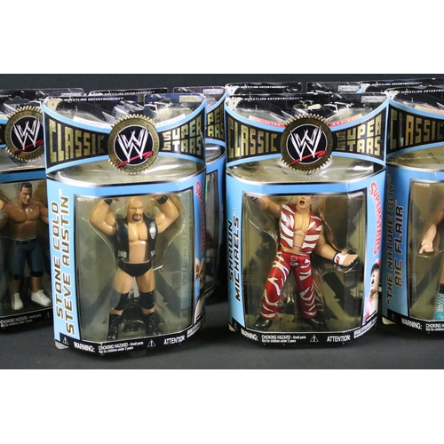 303 - WWF WWE Wrestling - 14 Boxed / carded Jakks Pacific Classic Superstars figures to include The Rock, ... 