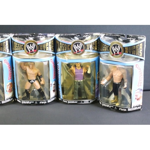 303 - WWF WWE Wrestling - 14 Boxed / carded Jakks Pacific Classic Superstars figures to include The Rock, ... 