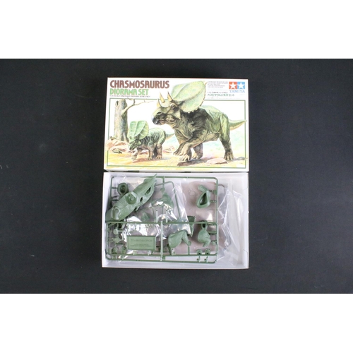 314 - Nine boxed plastic model dinosaur kits to include 4 x Tamiya (60106 Brachiosaurus Diorama Set, 60101... 