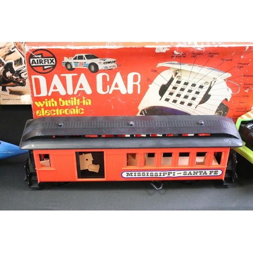 317 - Mixed toys & games to include Airfix Battery Operated Data Car, Kenner Six Million Dollar Man Genera... 