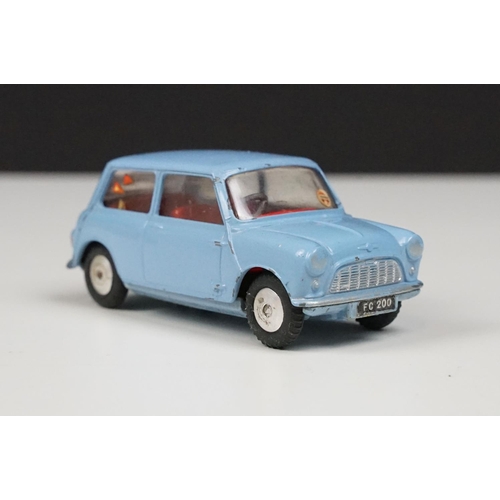 180 - Three boxed Corgi diecast models to include 226 Morris Mini Minor in pale blue with red interior (bo... 