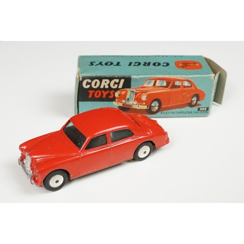 182 - Four boxed Corgi diecast models to include 238 Jaguar Mark X in metallic cerise with lemon interior,... 