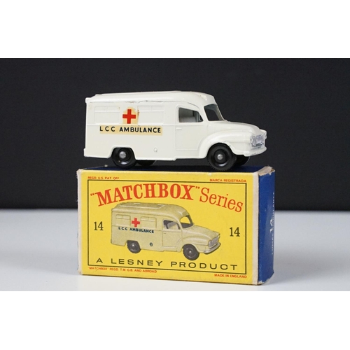 189 - Six boxed Matchbox Series diecast models to include 55 Police Patrol Car, 52 Maserati 4CLT 1948 (pai... 