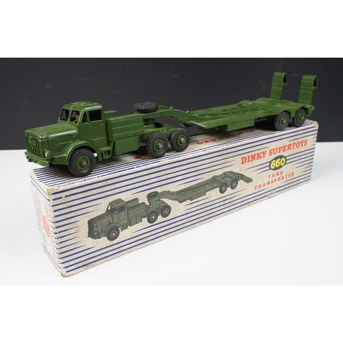 191 - Seven boxed Dinky military diecast models to include 2 x 660 Tank Transporter, 622 10 Ton Army Truck... 