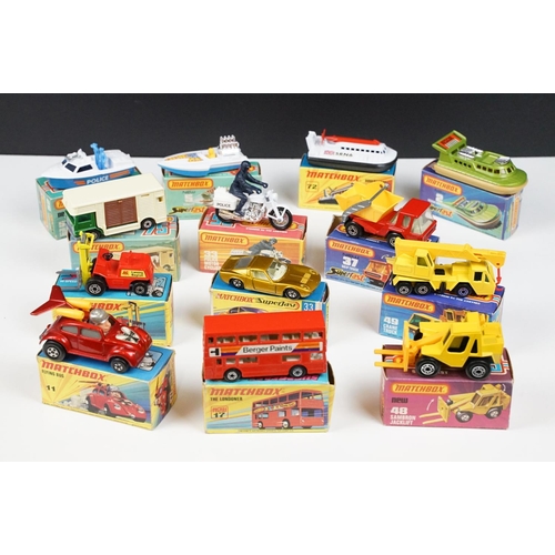 192 - 13 Boxed Matchbox Superfast diecast models to include 2 Rescue Hovercraft, 5 Seafire, 33 Police Moto... 