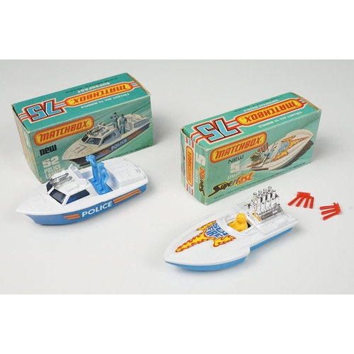 192 - 13 Boxed Matchbox Superfast diecast models to include 2 Rescue Hovercraft, 5 Seafire, 33 Police Moto... 