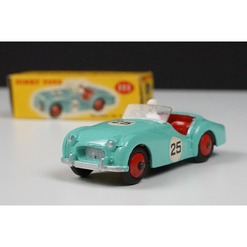 197 - Three boxed Dinky diecast model racing cars to include 111 Triumph TRS Sports in turquoise with red ... 