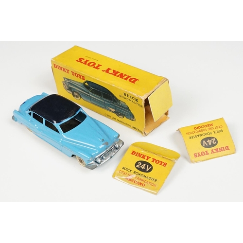 199 - Three French Dinky diecast models to include 24V Buick Roadster  in blue (some heavy paint marks and... 