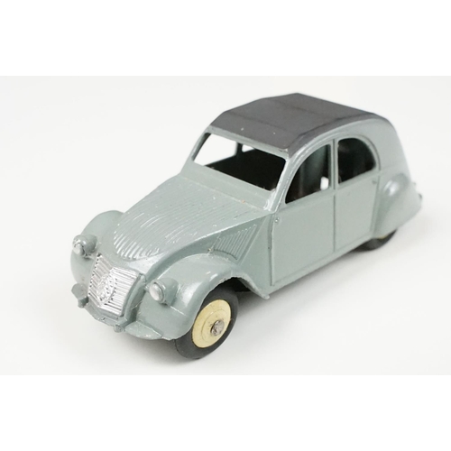 202 - Two boxed French Dinky diecast models to include 24T 2 CV Citroen diecast model in grey, cream hubs,... 