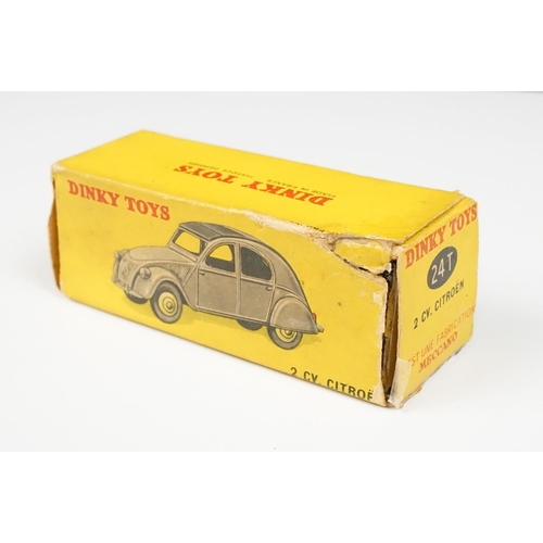 202 - Two boxed French Dinky diecast models to include 24T 2 CV Citroen diecast model in grey, cream hubs,... 