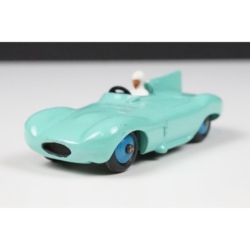 203 - Three boxed Dinky diecast racing cars to include 238 Jaguar Type D Racing Car in turquoise with blue... 