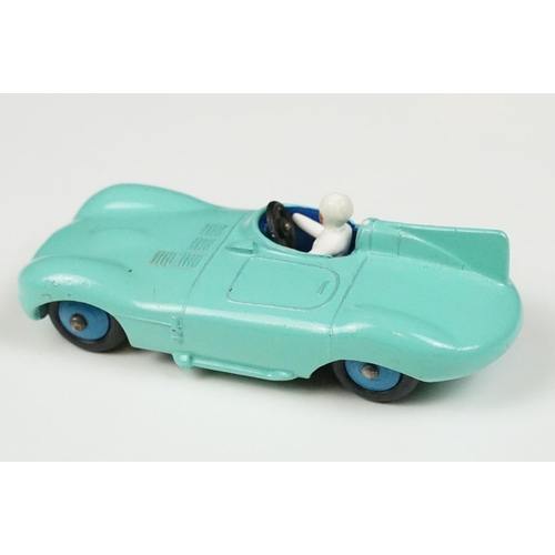 203 - Three boxed Dinky diecast racing cars to include 238 Jaguar Type D Racing Car in turquoise with blue... 