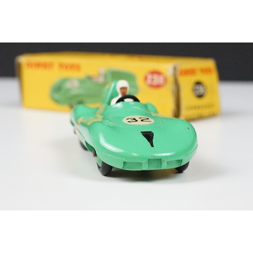 203 - Three boxed Dinky diecast racing cars to include 238 Jaguar Type D Racing Car in turquoise with blue... 