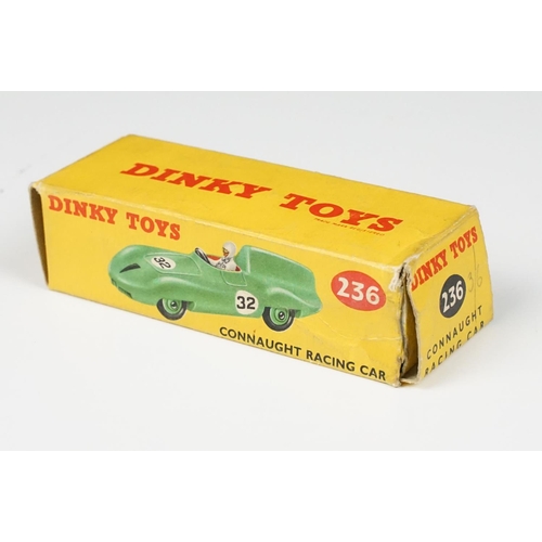 203 - Three boxed Dinky diecast racing cars to include 238 Jaguar Type D Racing Car in turquoise with blue... 