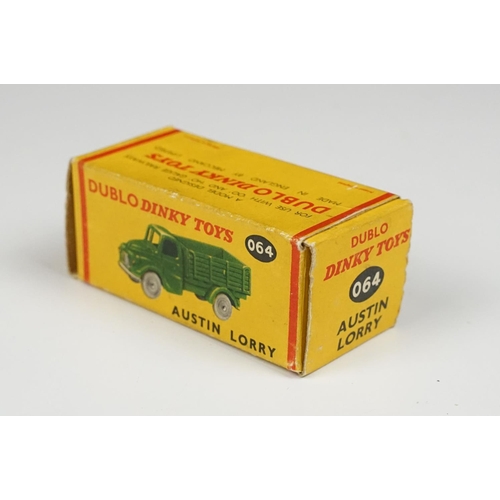 205 - Two boxed Dinky Dublo diecast models to include 064 Austin Lorry in green and 072 Bedford Articulate... 