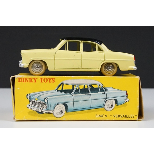 206 - Two boxed French Dinky diecast models to include 24Z Simca Versailles in pale yellow with black roof... 