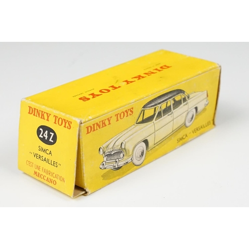 206 - Two boxed French Dinky diecast models to include 24Z Simca Versailles in pale yellow with black roof... 