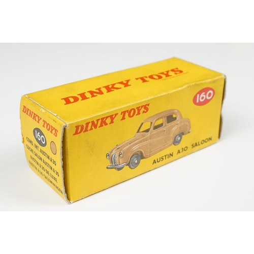 208 - Three boxed Dinky diecast models to include 160 Austin A10 Saloon in tan (diecast vg, gd box), 132 P... 