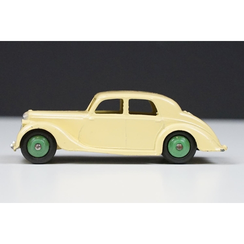 208 - Three boxed Dinky diecast models to include 160 Austin A10 Saloon in tan (diecast vg, gd box), 132 P... 