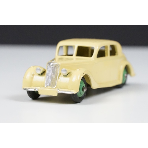 208 - Three boxed Dinky diecast models to include 160 Austin A10 Saloon in tan (diecast vg, gd box), 132 P... 