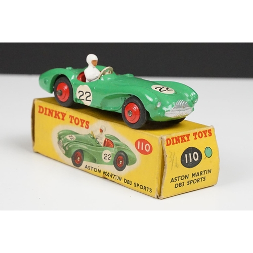 209 - Four boxed Dinky diecast models to include 110 Aston Martin DB3 Sports, 109 Austin Healey 100 Sports... 