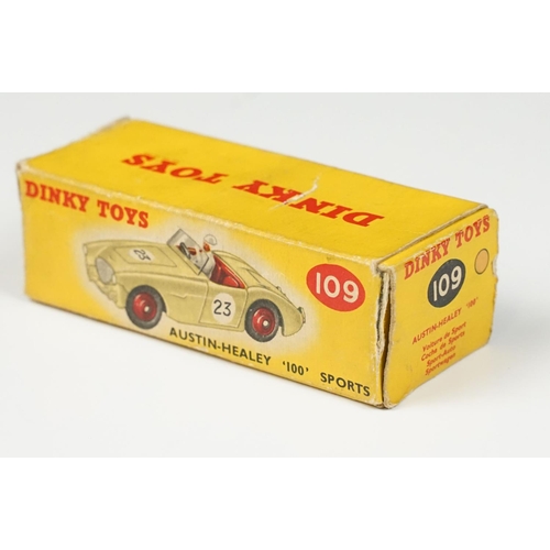 209 - Four boxed Dinky diecast models to include 110 Aston Martin DB3 Sports, 109 Austin Healey 100 Sports... 