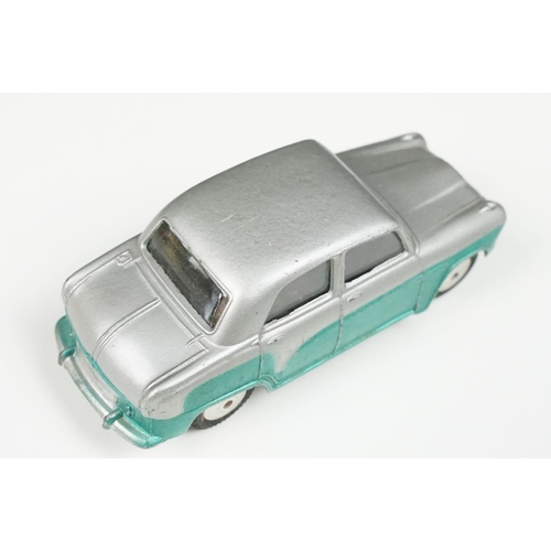 212 - Boxed Corgi 201 Austin Cambridge Saloon diecast model in silver and turquoise with convex hubs, diec... 