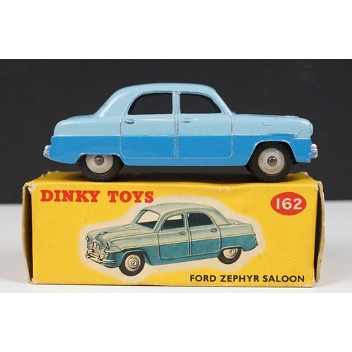 216 - Two boxed Dinky diecast models to include 162 Ford Zephyr Saloon in two tone blue and 167 A C Aceca ... 