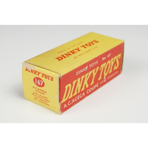 216 - Two boxed Dinky diecast models to include 162 Ford Zephyr Saloon in two tone blue and 167 A C Aceca ... 