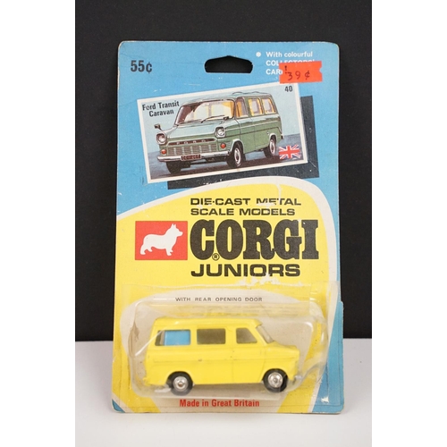 223 - Three carded Corgi Juniors diecast models with US version cards to include 35 Ford Camper in turquoi... 