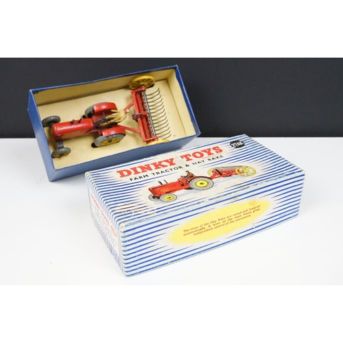 224 - Two boxed Dinky diecast models to include 27AK Farm Tractor & Hay Rake and 955 Fire Engine, both wit... 