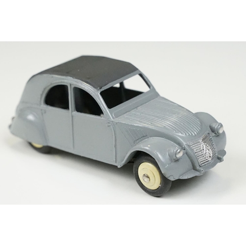 225 - Boxed French Dinky 24T 2 CV Citroen diecast model in grey, cream hubs, diecast vg, box gd