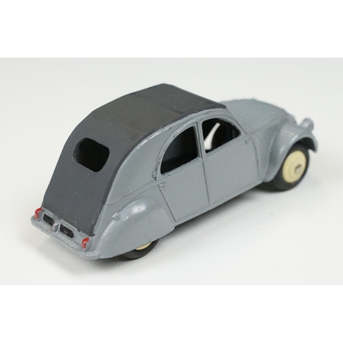 225 - Boxed French Dinky 24T 2 CV Citroen diecast model in grey, cream hubs, diecast vg, box gd