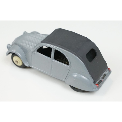 225 - Boxed French Dinky 24T 2 CV Citroen diecast model in grey, cream hubs, diecast vg, box gd