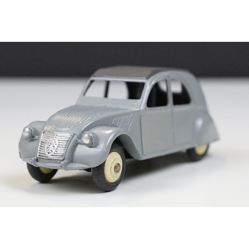 225 - Boxed French Dinky 24T 2 CV Citroen diecast model in grey, cream hubs, diecast vg, box gd