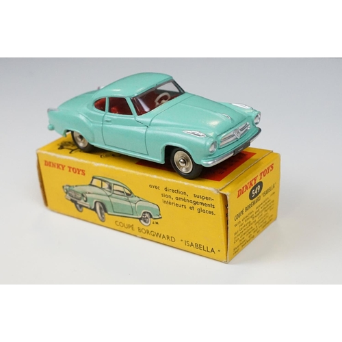 226 - Two boxed French Dinky diecast models to include 549 Coupe Borgward Isabella in turquoise, and 24H M... 