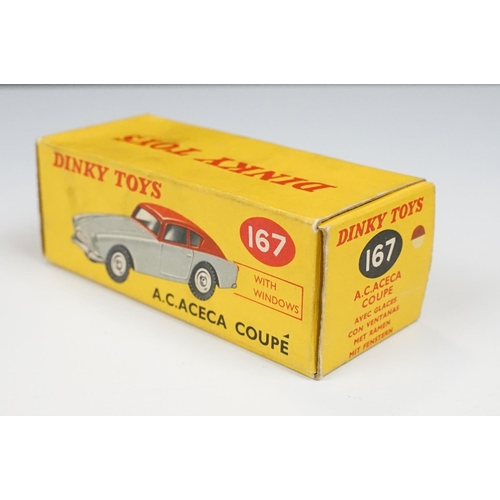 229 - Boxed Dinky 167 A C Aceca Coupe diecast model in cream and brown with cream hubs, box with correct c... 