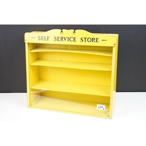 229A - ' Self Service Store ' painted wooden shop display case, glass fronted, with applied 'Tiger Toys - P... 