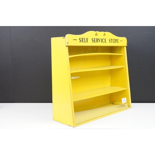 229A - ' Self Service Store ' painted wooden shop display case, glass fronted, with applied 'Tiger Toys - P... 