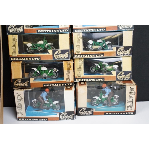 231 - 10 Boxed Britains Greeves Motorcycles diecast models to include 5 x 9691 and 5 x 9692, 6 x with ride... 