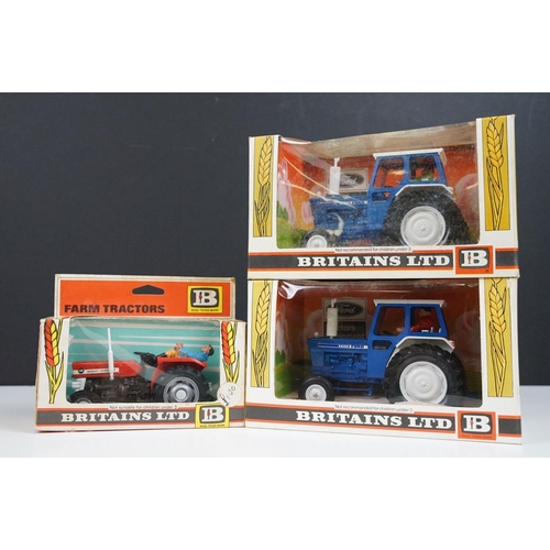 232 - Three boxed Britains farming tractor diecast models to include 2 x 9524 Ford 6600 Tractor blue and w... 