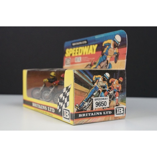 234 - Four boxed Britains Speedway motorbike model sets contained within gd reproduction boxes to include ... 