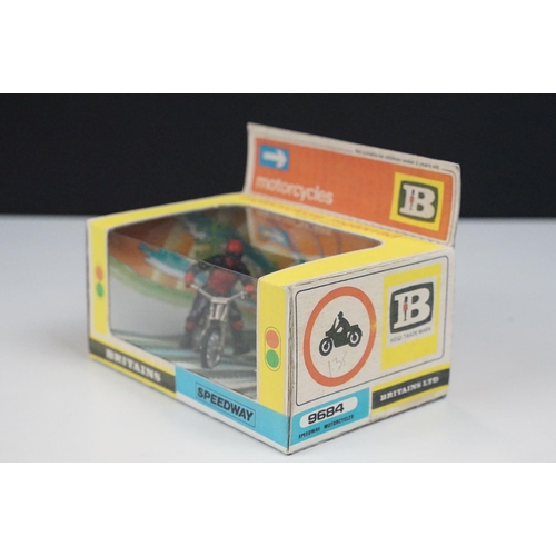 234 - Four boxed Britains Speedway motorbike model sets contained within gd reproduction boxes to include ... 